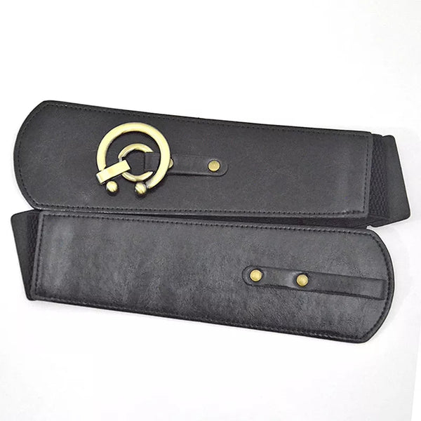 Leather Cummerbund Wide Black Elastic Belt