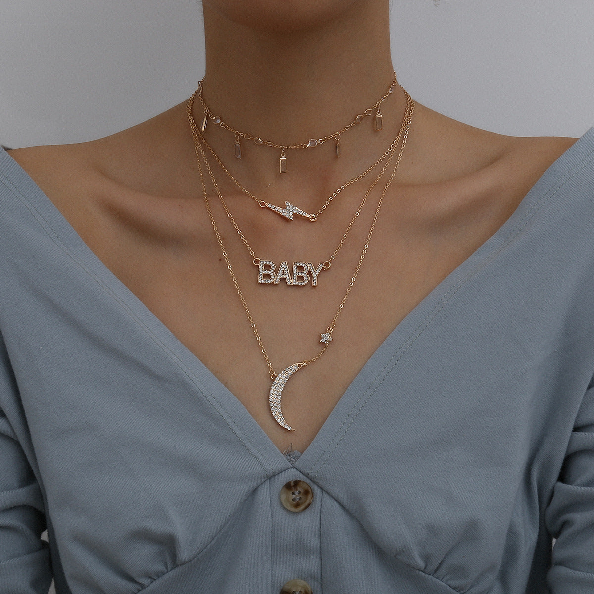 Layered Rhinestone Necklace