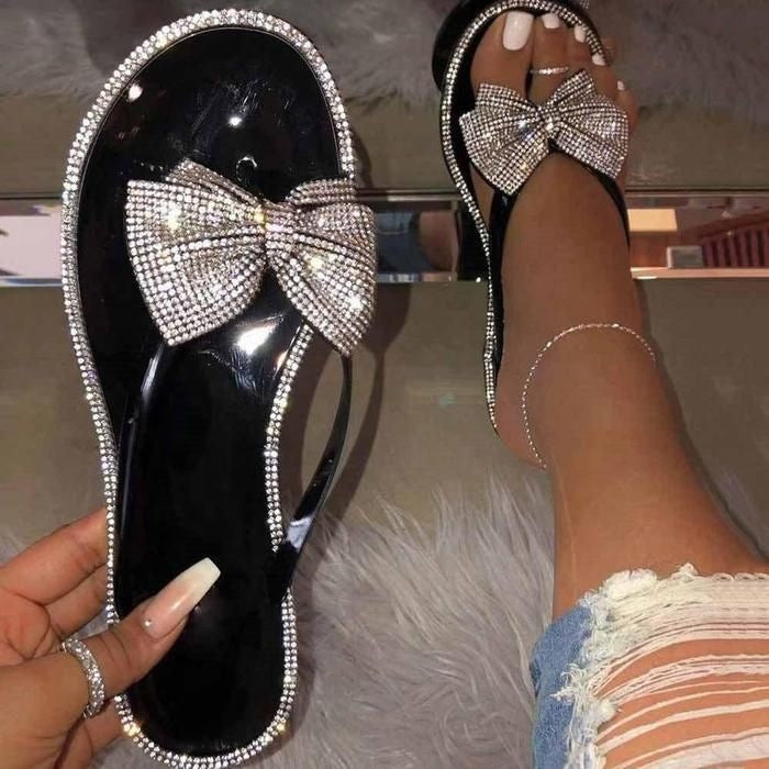 Rhinestone Jelly Bow Flip-flop