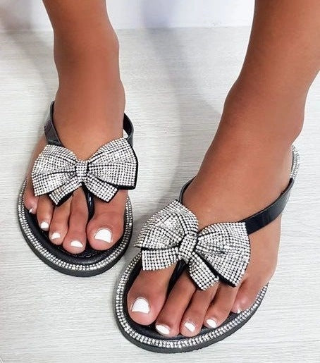 Rhinestone Jelly Bow Flip-flop