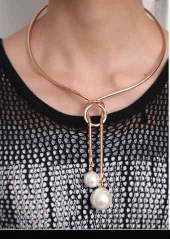 Simulated Pearl Choker Necklace