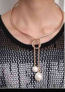 Simulated Pearl Choker Necklace