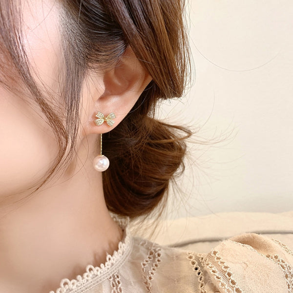 Opal Dangle Bow-knot Earrings