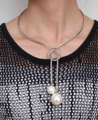 Simulated Pearl Choker Necklace