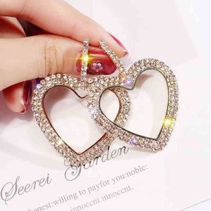Heart Shape Geometric Rhinestone Earrings
