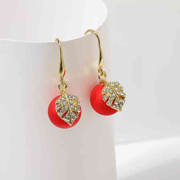 Net Red Leave Leaves Pearl Earrings