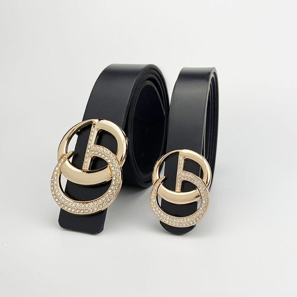 Women's Jeans Rhinestone PU Belt