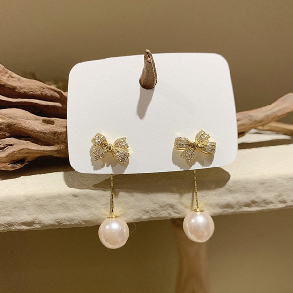 Opal Dangle Bow-knot Earrings