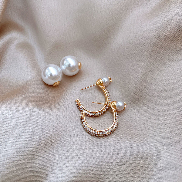 Zircon Pearl Stud Earring