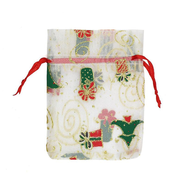 Xmas Organza Bags 10X15cm -Pack of 12 Assorted Colors