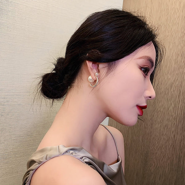 Zircon Pearl Stud Earring
