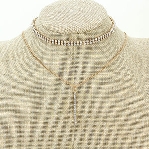 I Shaped Rhinestone Necklace