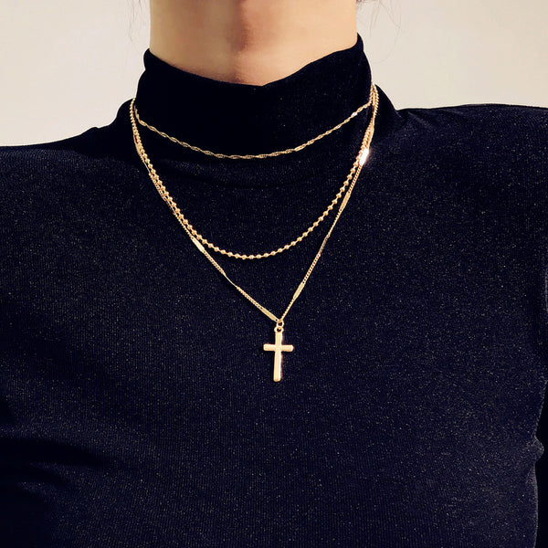 Layered Cross Necklace