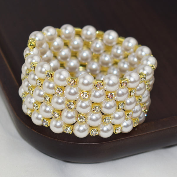 Pearl Rhinestone Multi-Layer Bracelet