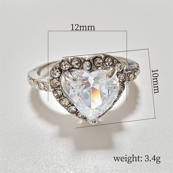 Heart Shaped Diamante Ring