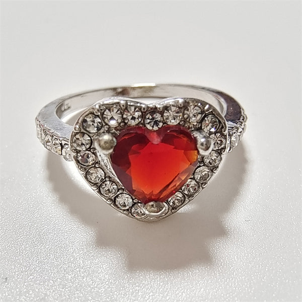 Heart Shaped Diamante Ring