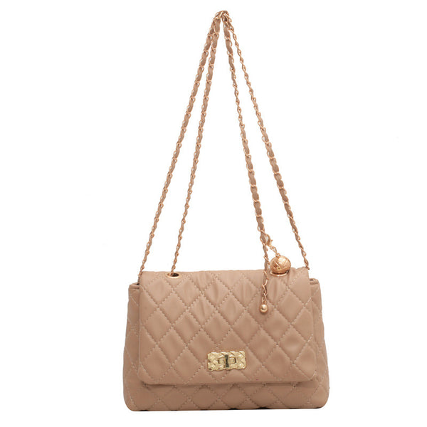 Quilted Shoulder Bag With Ball Strap