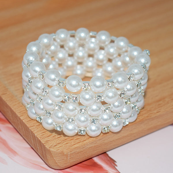 Pearl Rhinestone Multi-Layer Bracelet