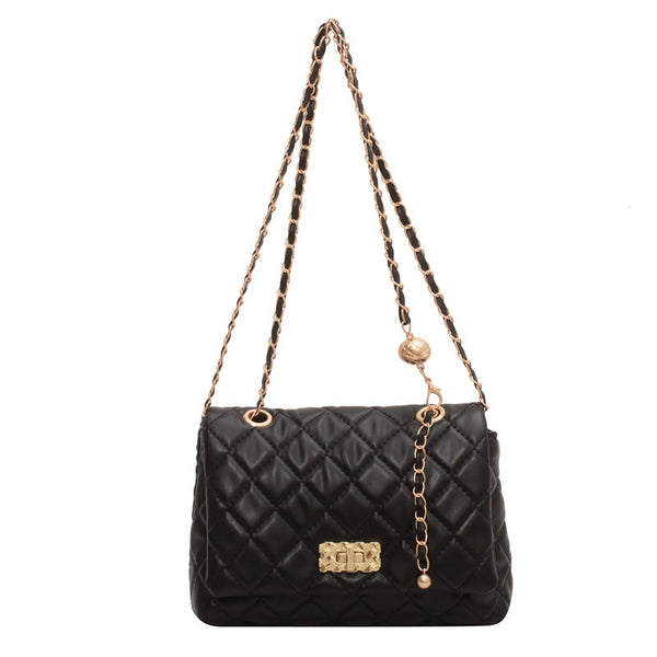 Quilted Shoulder Bag With Ball Strap