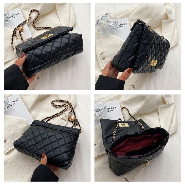 Quilted Shoulder Bag With Ball Strap