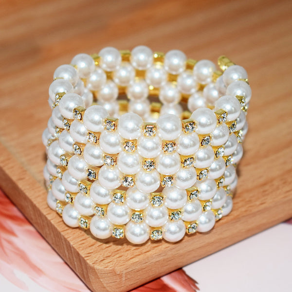 Pearl Rhinestone Multi-Layer Bracelet