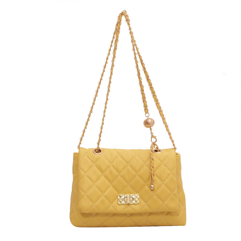 Quilted Shoulder Bag With Ball Strap