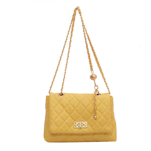 Quilted Shoulder Bag With Ball Strap