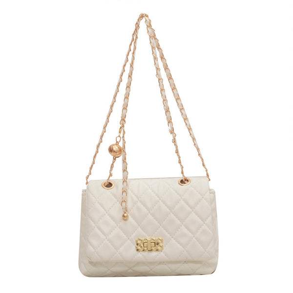 Quilted Shoulder Bag With Ball Strap