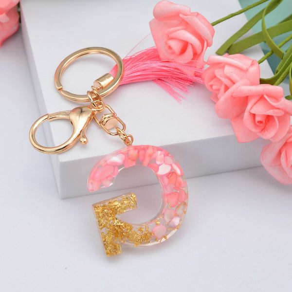 Resin Initial Key Chain with Tassel