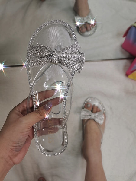 Rhinestone Jelly Bow Flip-flop
