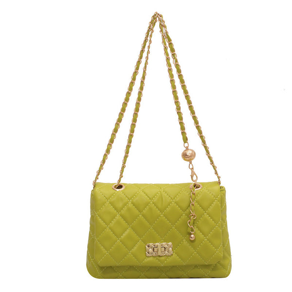 Quilted Shoulder Bag With Ball Strap