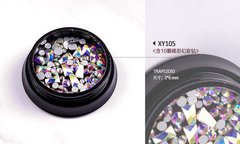 Mixed Size AB Flat Back Nail Art Rhinestones