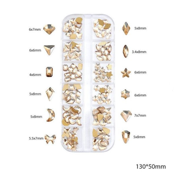 Mix Shape Crystal AB/Rainbow Nail Art Flat Back Rhinestones